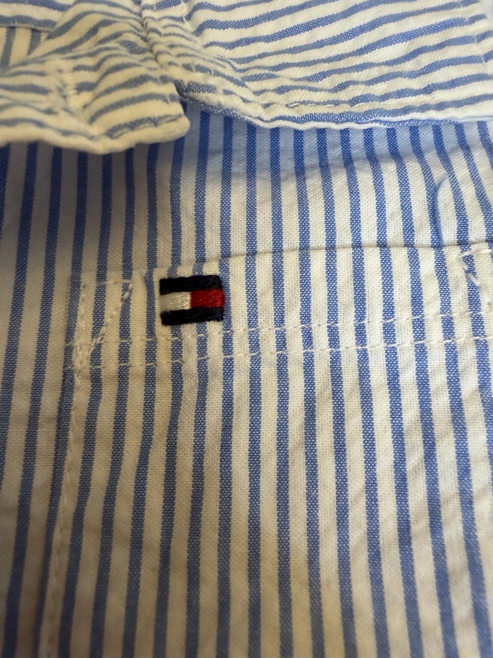 Tommy Hilfiger Striped Dress Shirt Bodysuit Romper 6-9M - Picture 5 of 6